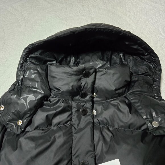 COACH Down Puffer Hooded Coat ~ Women’s ~ Medium ~ Black - Picture 6 of 16